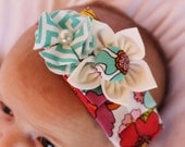 Fabric Flower Headband- Pleats and Flowers