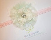 Fabric Flower Headband- Lace and Tulle Ocean Ready Collection