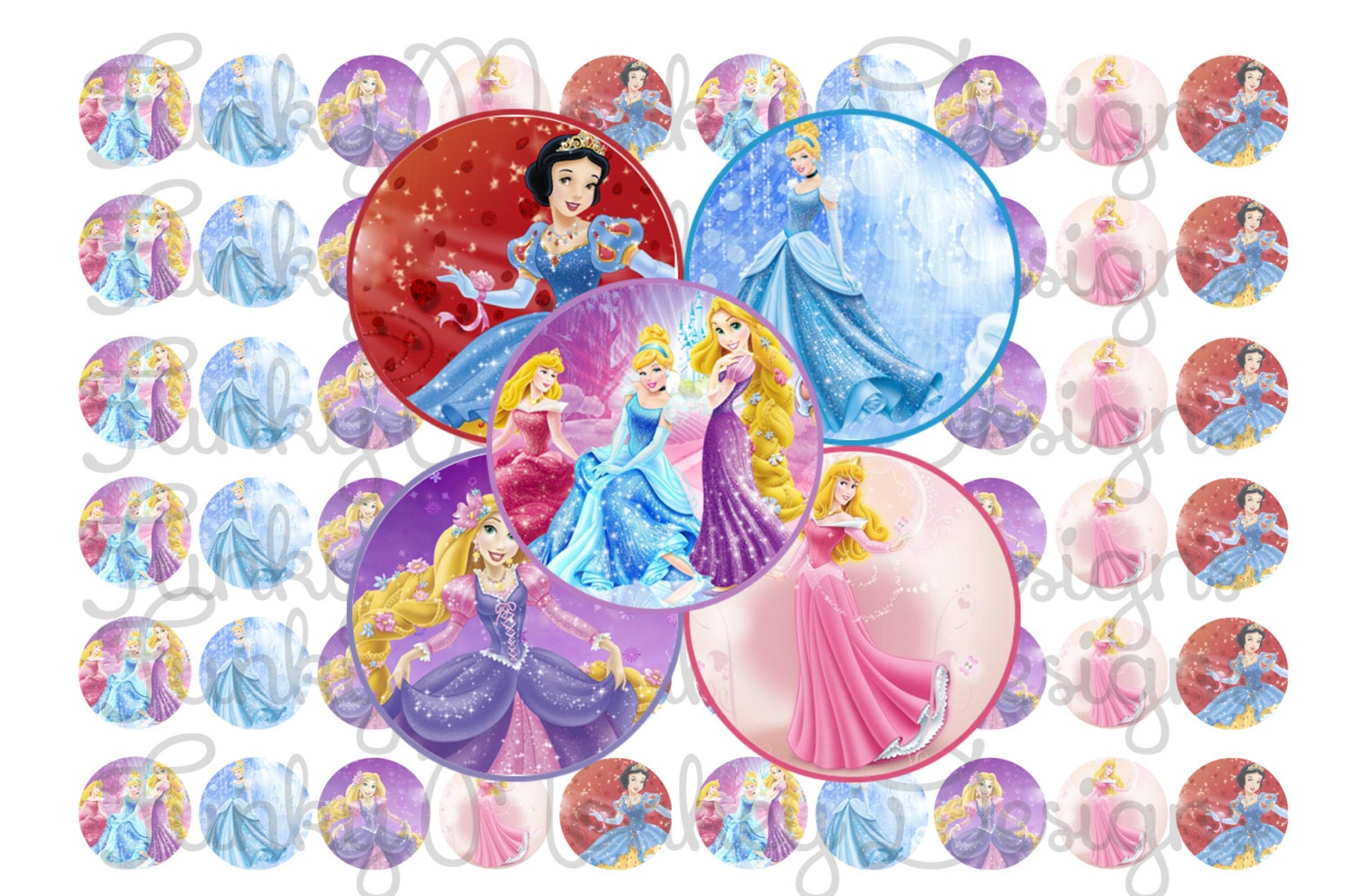 Disney Princess INSTANT DOWNLOAD 4x6 Digital 1/2" Inch Bottle cap image/Digital Collage sheet Il_570xn