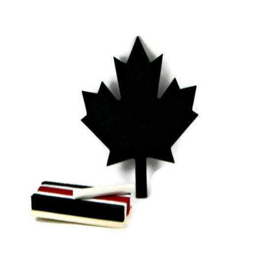 Small Black Chalkboard Magnet, Maple Leaf Shape