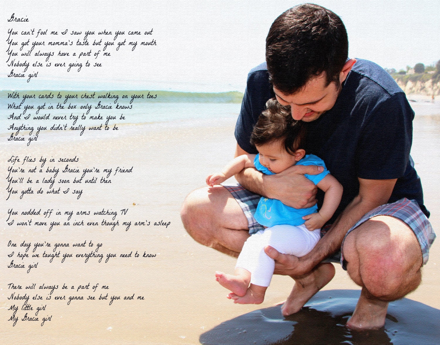 First Father's Day Print  (11 x 14) - Father's Day Gift - Photo on Canvas Paper - Personalized Father's Day Gift