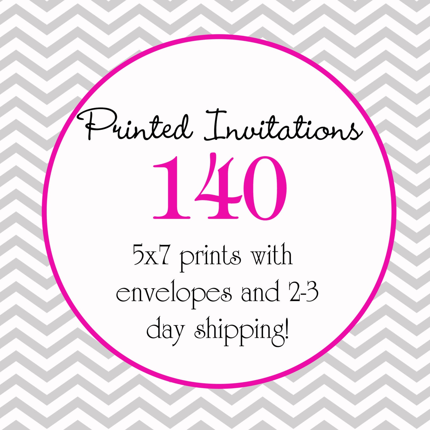 140 Printed Invitations & Colored Envelopes - 2-3 day shipping Il_170x135