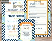 Baby shower invitation boy, vintage, bowtie, typography - download, printable