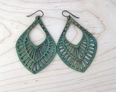 Big Mama Lasercut Leather Earrings - Green