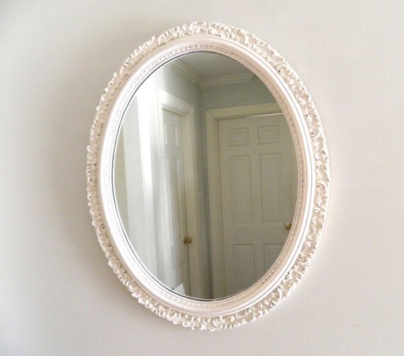 vintage white mirror shabby chic oval ornate by vintage white mirror shabby chic oval ornate by