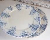 Set of 2 Antique Blue Transferware plates, Grindley Arabic English plates
