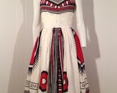 50s Calypso Sun Dress RARE Full Skirt Pin Up High Rockabilly Rave VLV S Hawaiian