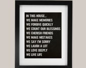 House Rules - Chalkboard - Printable Home Decor Artwork - High Resolution JPG - PIY