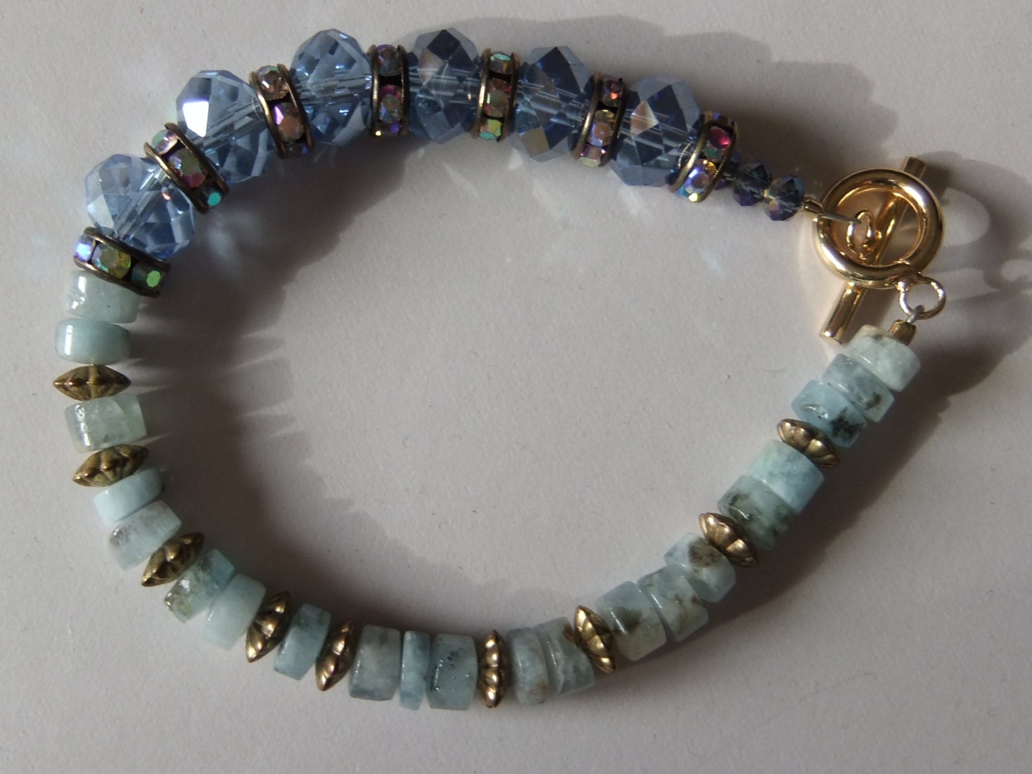 Aquamarine and Crystal Bracelet
