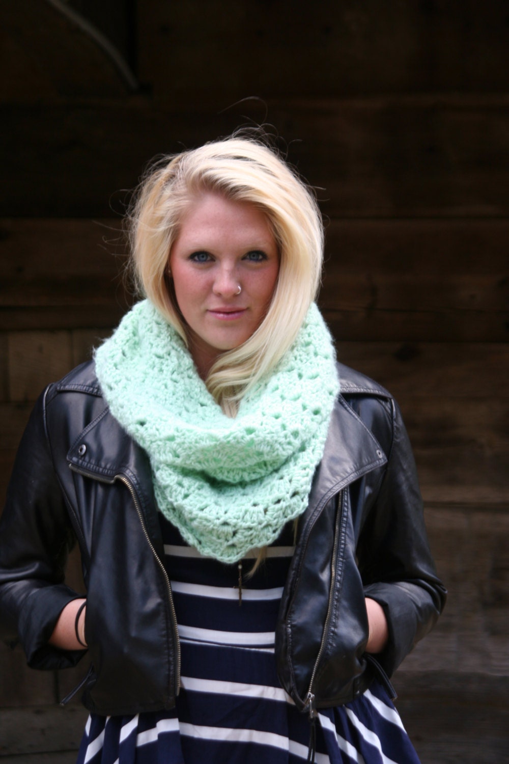 Cowl Scarf Crochet Snood Scarf Mint