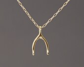 Gold Wishbone Necklace also in silver