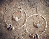 beach stones on sterling rings within rings earrings