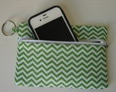Keychain Wallet in Green Mini Chevrons