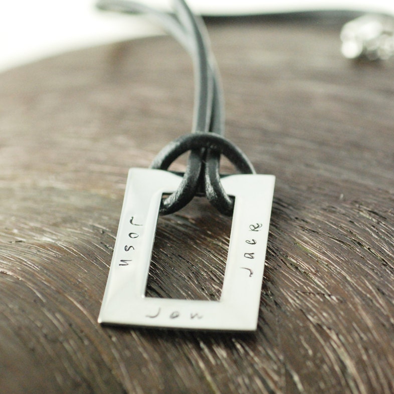 Mens Hand Stamped Necklace, Mens Personalized Jewelry, Fathers Day personalized necklace