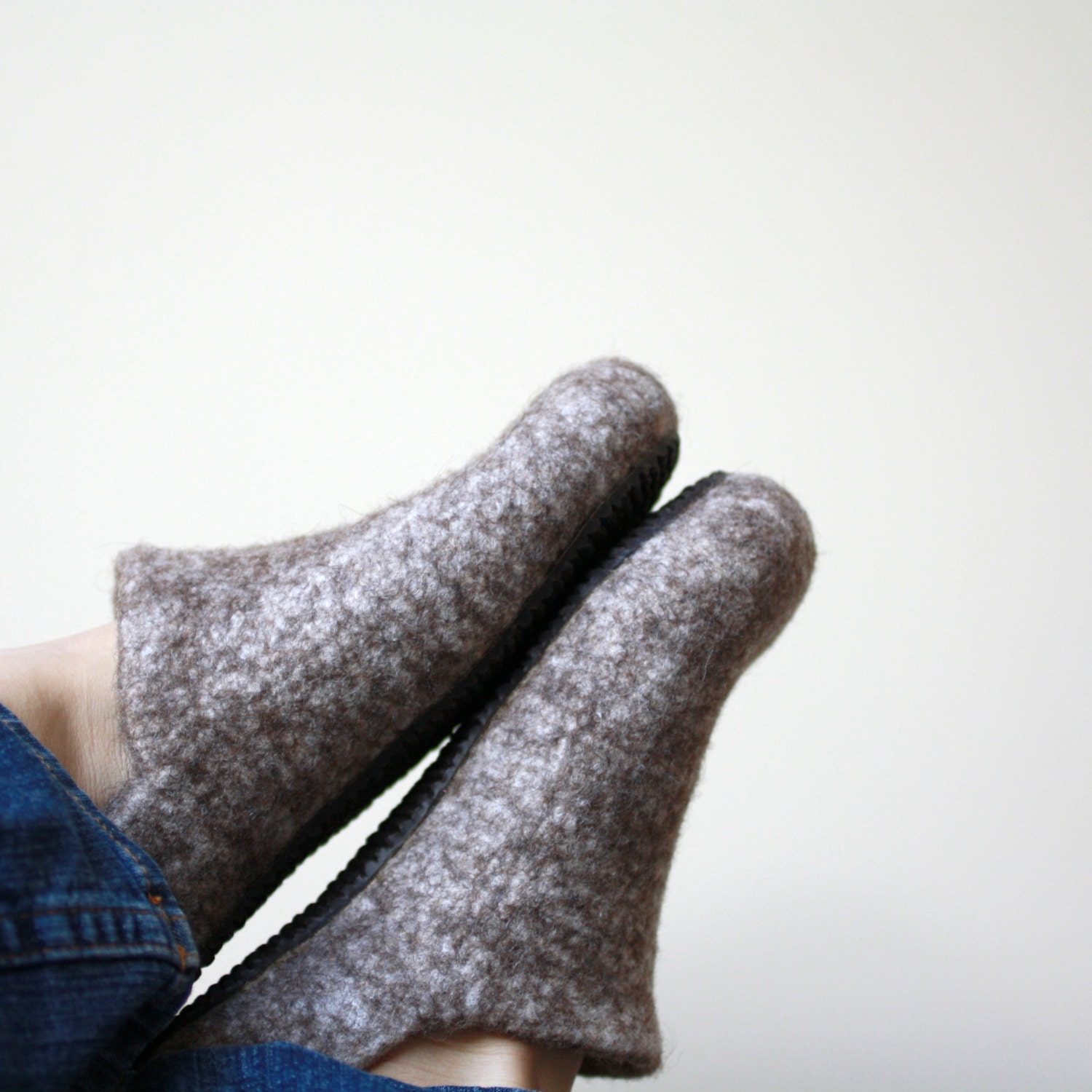 Felted wool clogs - slippers for women or men - natural house shoes - a pair in size US9, EUR 40, UK 6.5 is ready to ship - fathers day gift