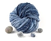 Handspun Yarn - Silver Wrapped Merino single -  Grey Blue - Winter