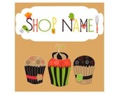 Premade banners and avatars candy cooking deli shop with chocolate cup cake creamy pastry sweets branding 9 pictures NOT OOAK