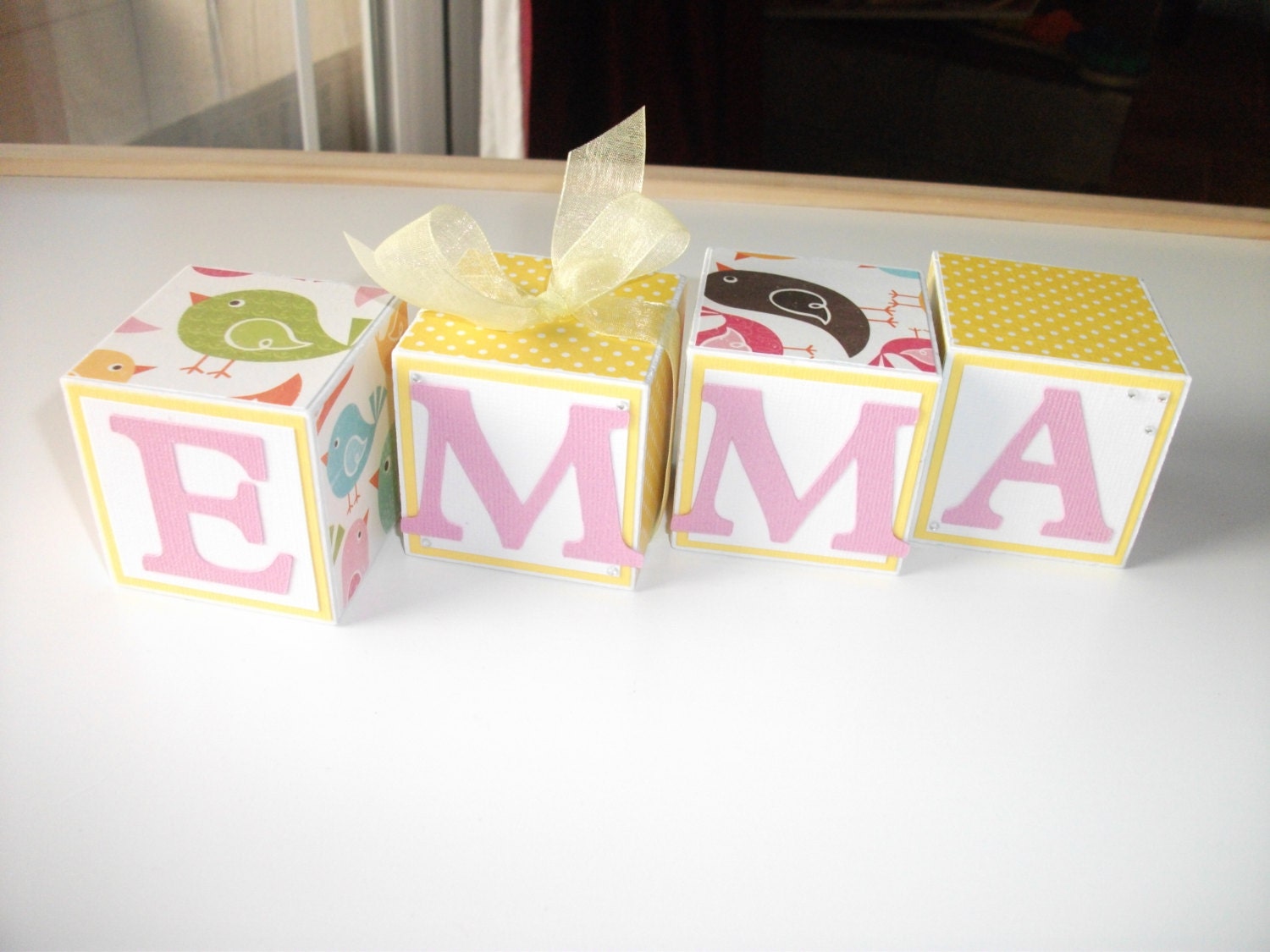 Girl Wooden Name Block Set - Birds