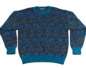VTG Ugly Sweater Cosby COOGI Style Teal Maroon Unisex 80s 90s