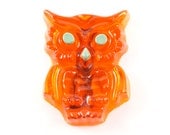 Vintage Owl Magnet Mod Kitsch Hipster Orange Lucite / 70s