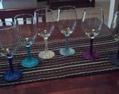 Set of 6 glitter stem wine glasses customize them 