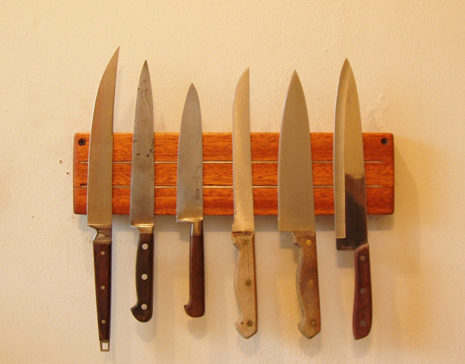 Super Pull Magnetic Knife Rack in Osage Orange. Free Shipping.