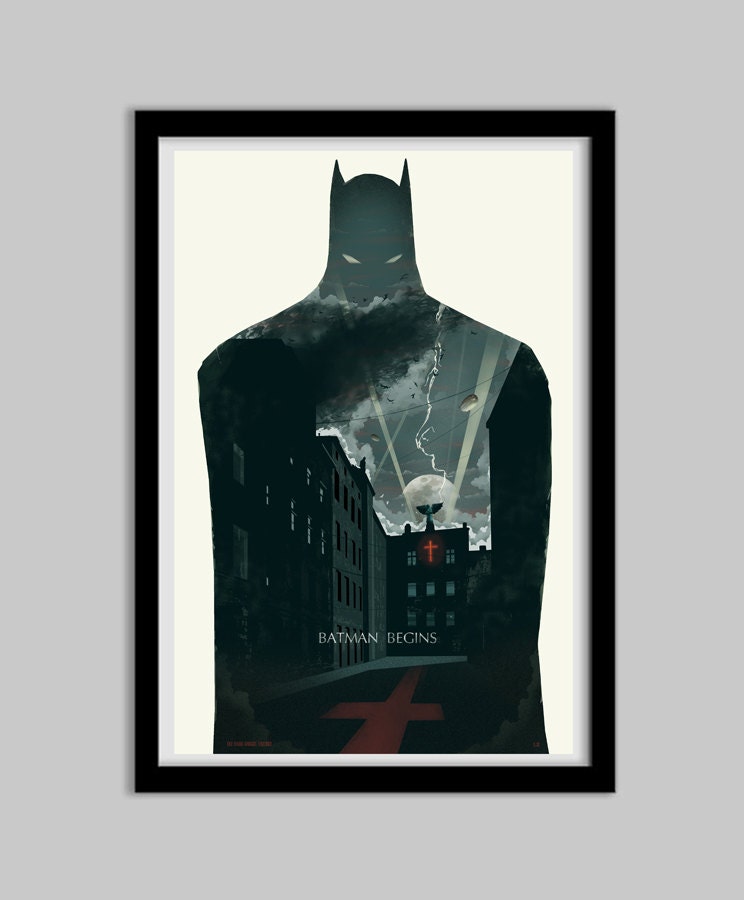 Batman Begins - 11x17 - dark knight, batman, movie, film, poster, art, gotham, comic book