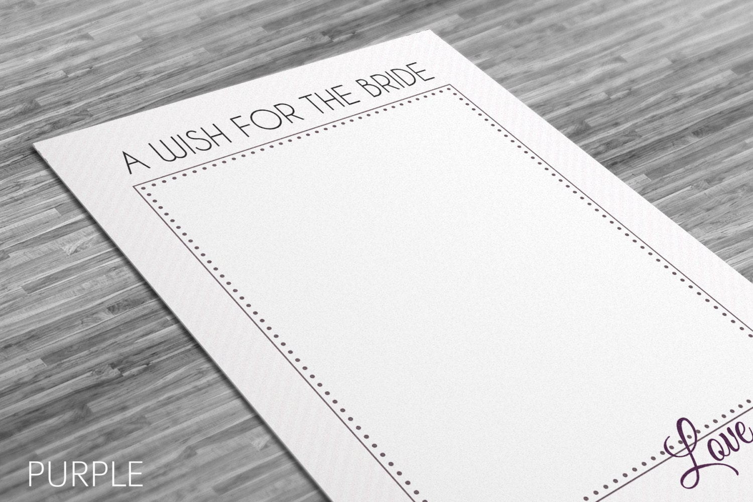 Wishes for the Bride - Bridal Shower Game - Instant Download - Purple