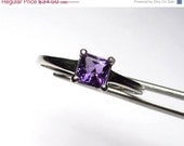 SPRING FLOWERS SALE Pretty Genuine African Amethyst Square in a Sterling Silver Ring