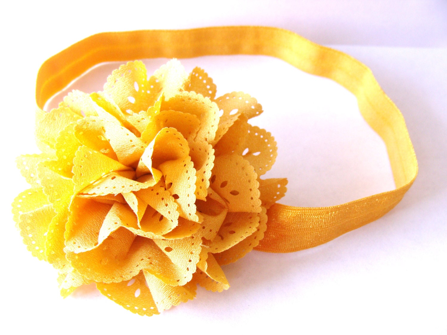 Mustard Lace Flower Headband - For Infant, Toddler, Child or Adult