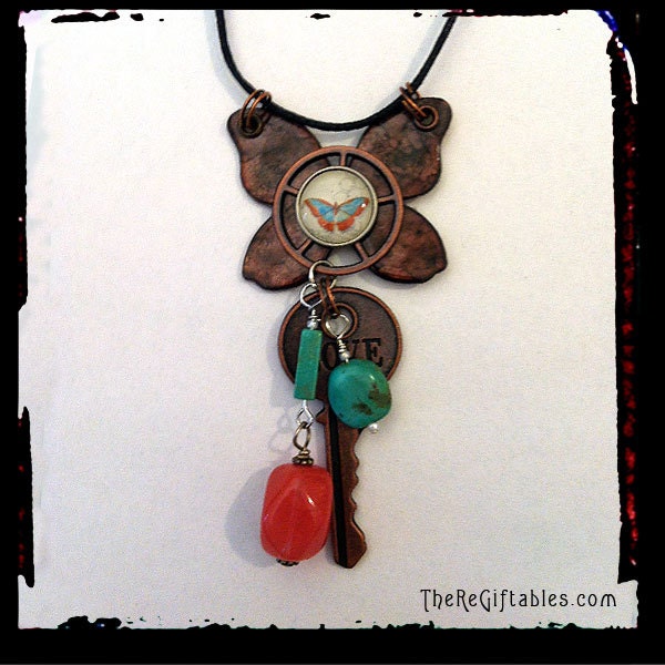 Re-Carded Key to Love Butterfly Necklace