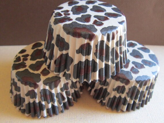 60 MINI Brown and Orange Leopard Print Baking Liners Il_570xn