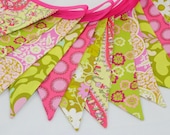 Bright and Cheerful Party Bunting - CELEBRATION in Hot Pink & Lime - The perfect decoration for Showers, Weddings, and Parties