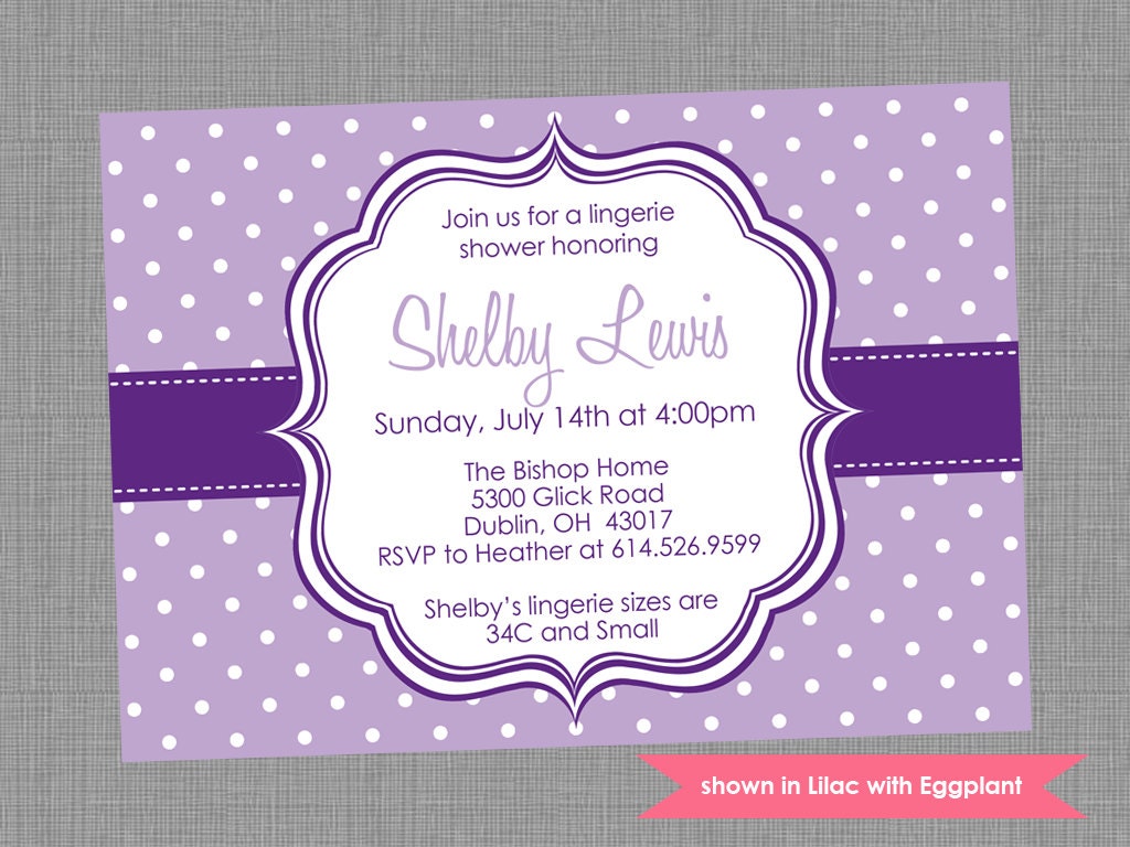 Printable Lingerie Shower Invitation - Shower Themed Polka Dot Invite - Colors and Text Customizable Il_170x135