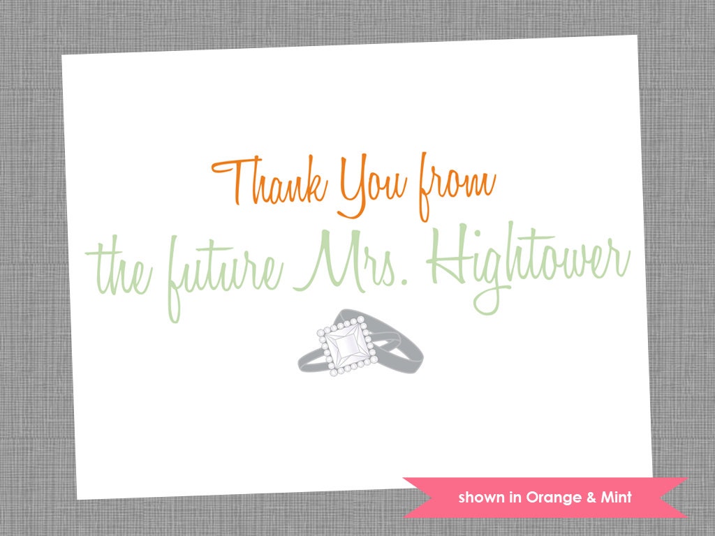 Bridal Shower Thank You Cards - Personalized Folded Note Cards - Colors and Text Customizable Il_570xn