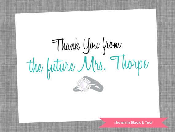 Bridal Shower Thank You Cards - Personalized Folded Note Cards - Colors and Text Customizable Il_570xn
