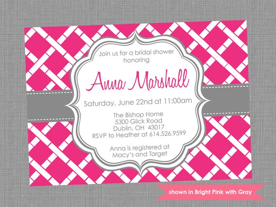 Printable Bridal Shower Invitation - Shower Themed Bamboo Invite - Colors and Text Customizable Il_570xn