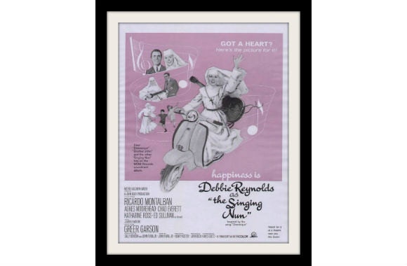 SINGING NUN Debbie Reynolds Movie Ad, Vintage Wall Art Decor Print
