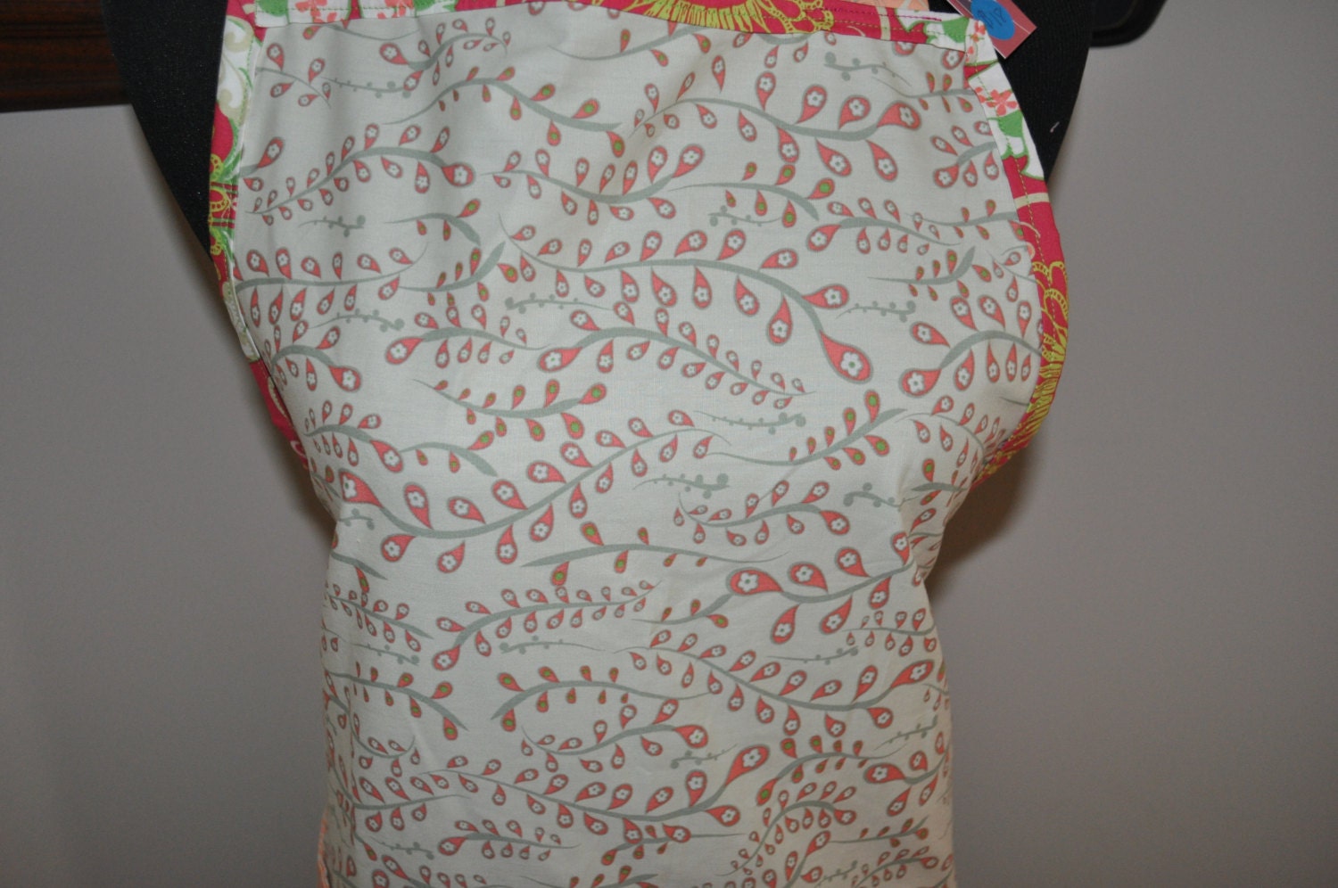 Full Modern Apron with ruffles and pocket, Ready to ship. One of a kind