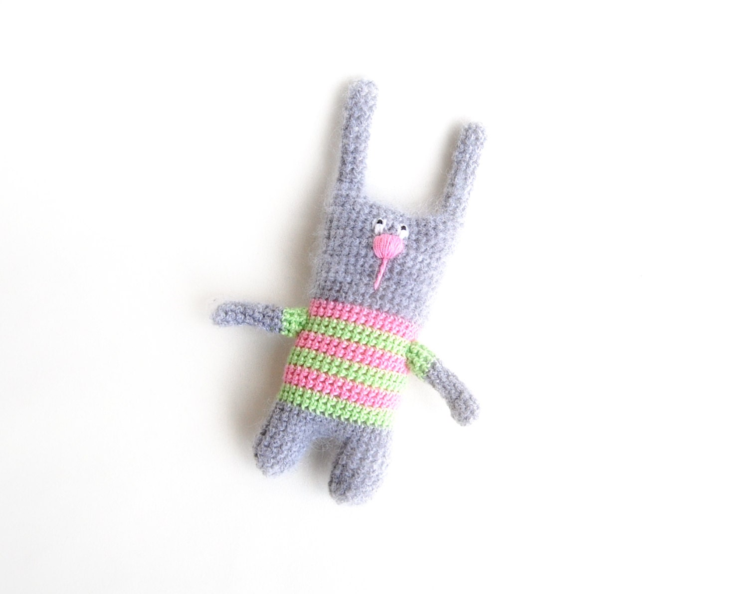 Crochet Bunny toy Grey Striped bunny for kids gift gor baby Amigurumi toy Easter bunny