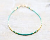 Malachite and turquoise gold thin bracelet - delicate jewelry