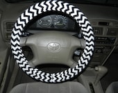 Black and White Chevron Steering Wheel Cover