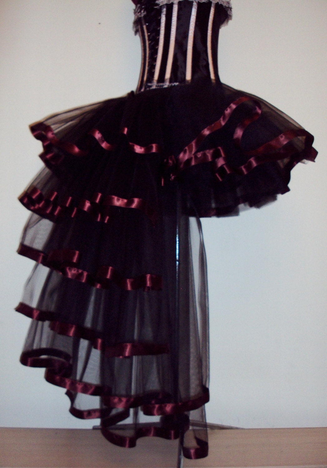 BlacK  Burgundy tutu skirt Burlesque Moulin Rouge size U.S. 4 - 10 U.K. 6 - 12