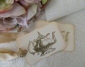 Embossed Vintage Inspired Teapot Gift Tags, Favor Tags, Tea Party Tags
