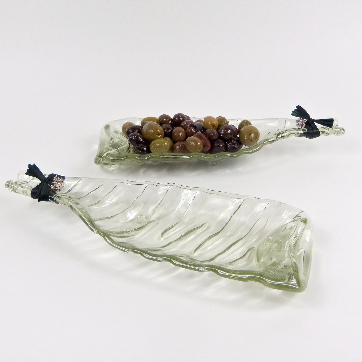 Tiger Striped Recycled Wine Bottle Spoon Rest / Serving Bowl