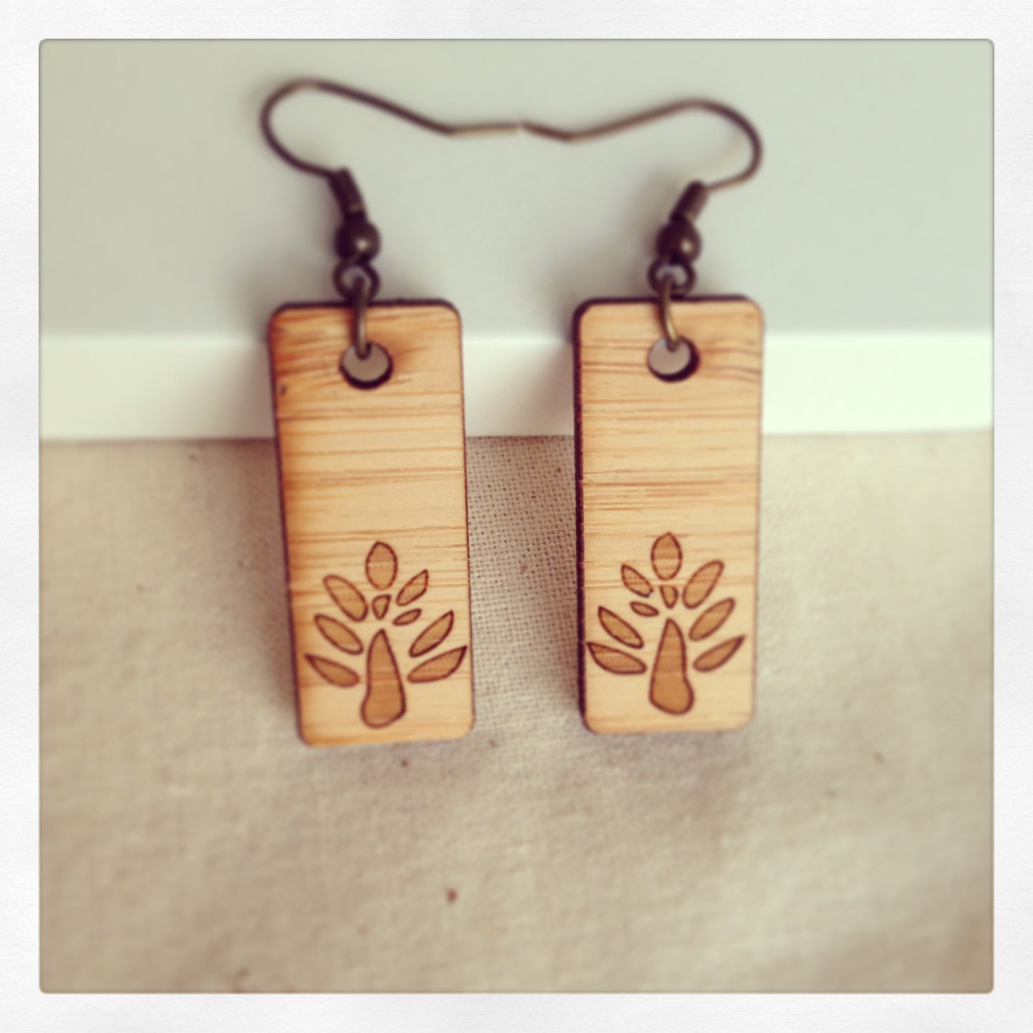 Wooden earrings laser cut trees - eco friendly wood. Dangle earrings made in Australia 