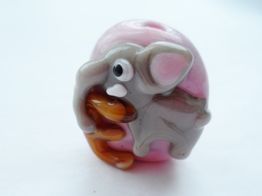 E is for Elephant - handmade lampwork focal bead