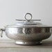 Vintage hammered aluminum dish / mid century / home decor / gray / grey / rustic / boho / farmhouse chic / metal bowl / ethnic / global