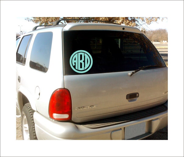 Circle Monogram Personalized Vinyl Car Decal Custom Initials Circle Border Preppy Monogram Everything Else