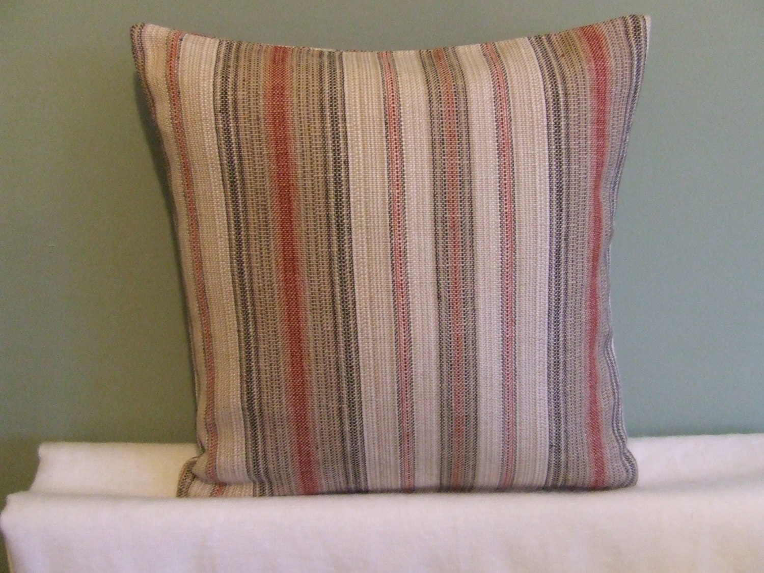 Modern, retro, contemporary brown red, beige stripe 16" x 16" cushion cover, scatter cushion, pillow case